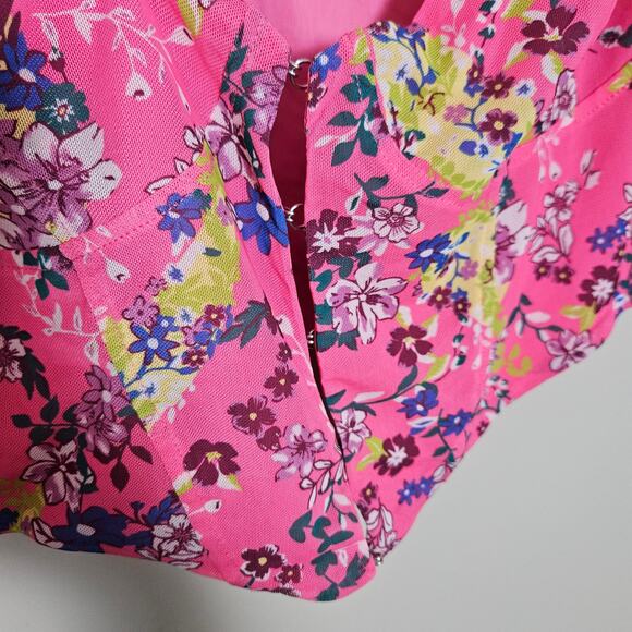NWOT AFRM Myla Floral Corset Cropped Cap Sleeve Blouse Sz Large - Picture 7 of 14